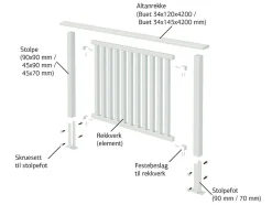Siri 6 terrasserekkverk hvitmalt med glass