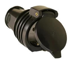Skjøtekontakt sort pvc m/lokk