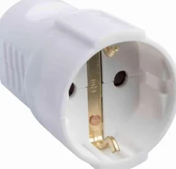 Skjøtekontakt uten ledning nylon m/ jord hvit