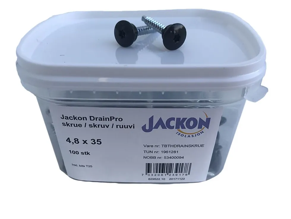 Skrue 35mm jackon drainpro 100 stk/pk