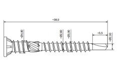 Skrue scr-w universal 3,9x38 250stk til tre, 250 stk umalt