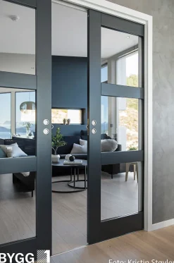 Skyvedør Stil 3 med glass hvit 80x210 cm