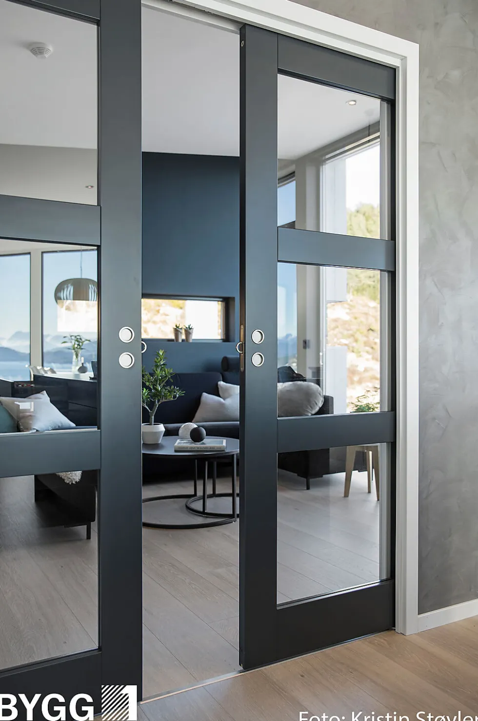 Skyvedør Stil 3 med glass hvit 80x210 cm