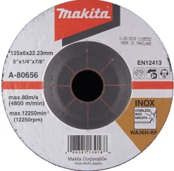 Slipeskive a-80656 125x6mm for rustfri inox