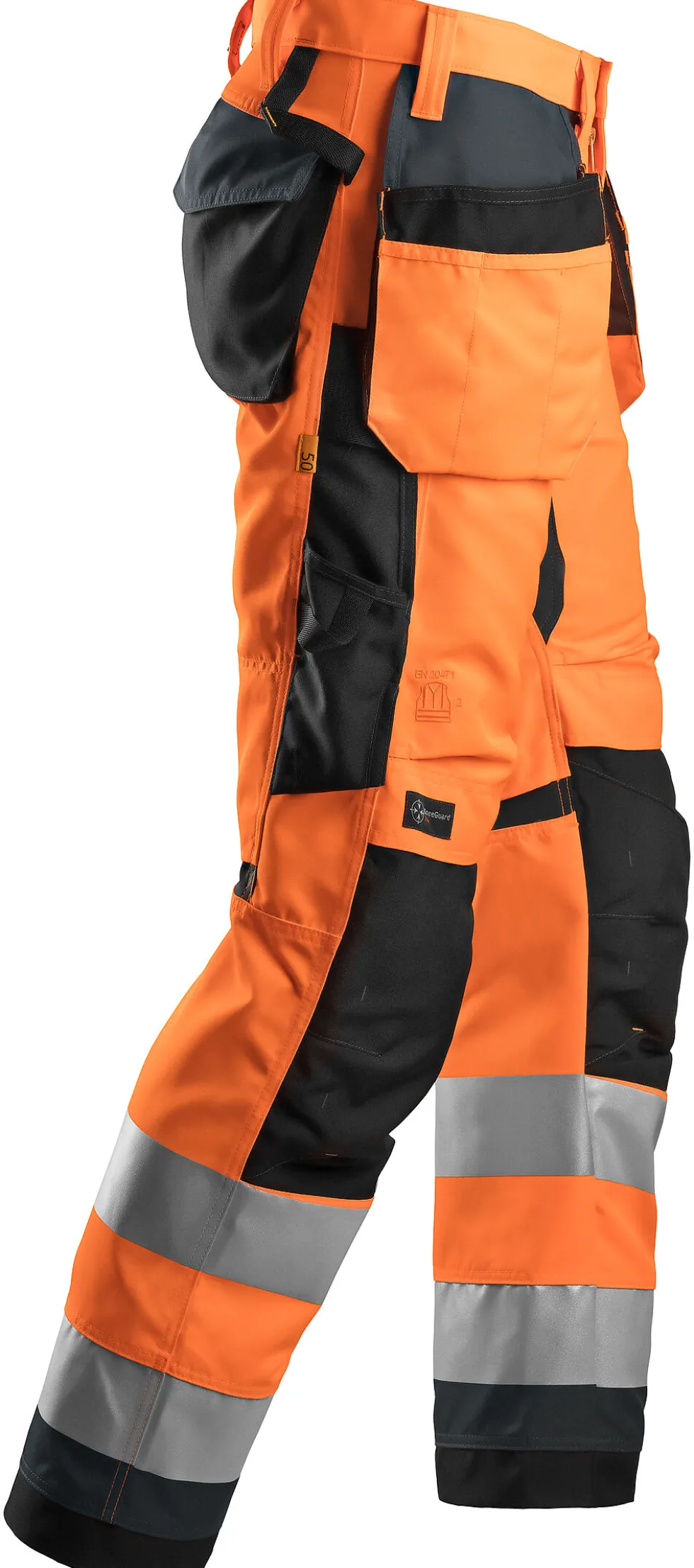 Snickers arbeidsbukse 6230 oransje highvis klasse 2 størrelse 146