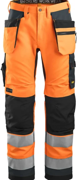 Snickers arbeidsbukse 6230 oransje highvis klasse 2 størrelse 146