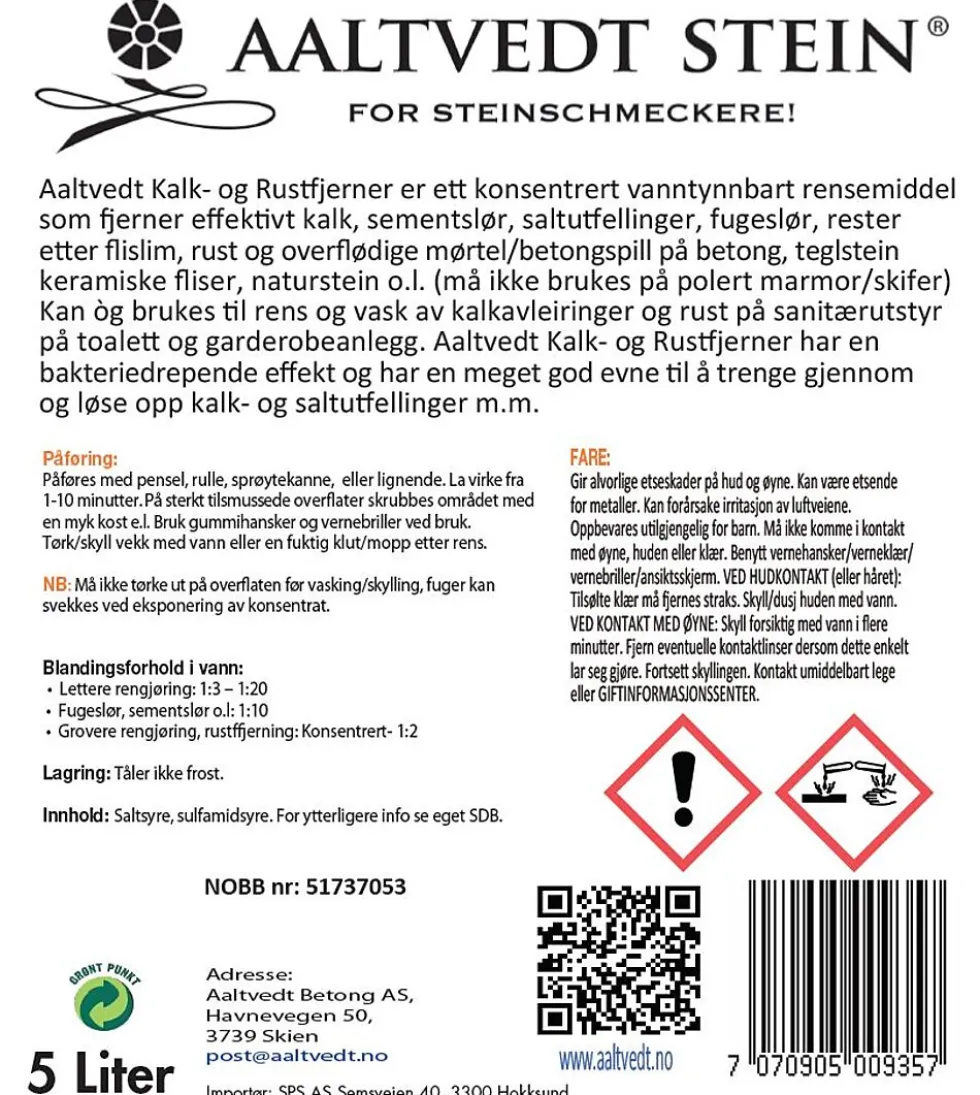 Steinrens kalk-og rustfjerner 5 liter