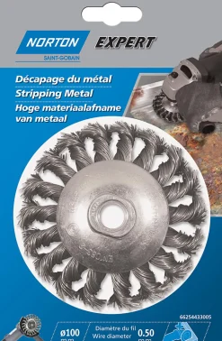 Stålbørste tvinnet 115 x 0,5 med m14 gjenger og tråd