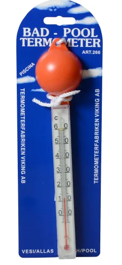 Termometer f/basseng plast orange