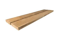 Terrassebord DUO royalimpregnert brun furu rillet 28x120 mm