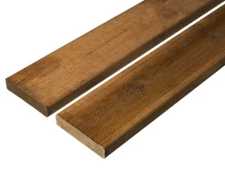 Terrassebord DUO royalimpregnert brun furu rillet 28x120 mm