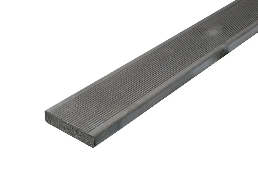 Terrassebord royalimpregnert grå furu Uno rillet 28x120 mm