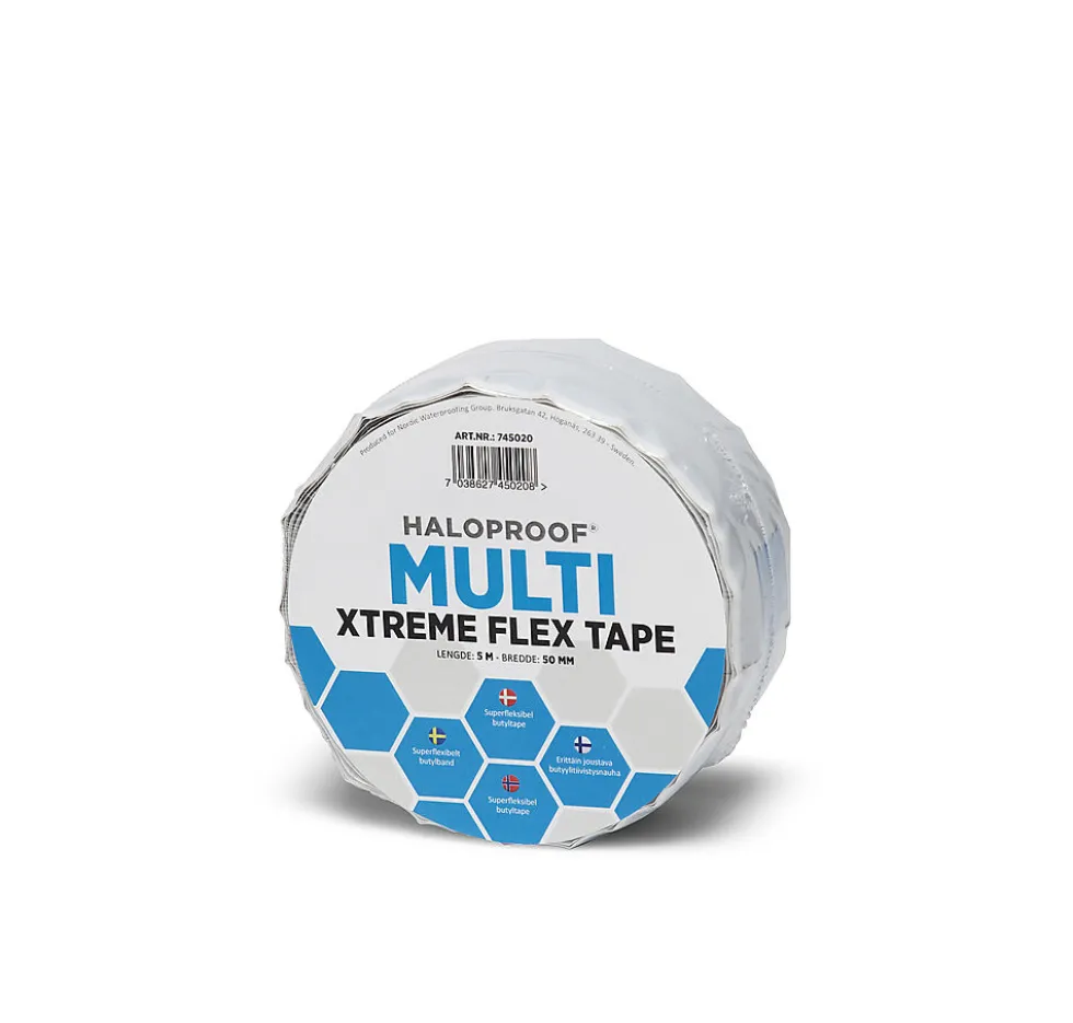 Tettebånd fleksibelt 1,5x50mmx5m haloproof flex tape multi xtreme