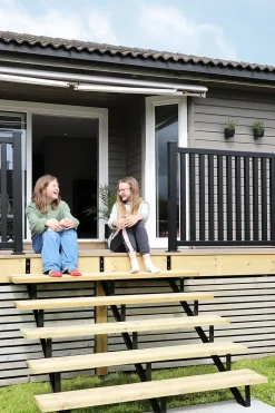 Trappevange 3-trinn sort galv stål
