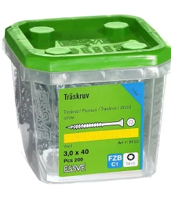 Treskrue innvendig senkhode 3x40 mm 200 stk