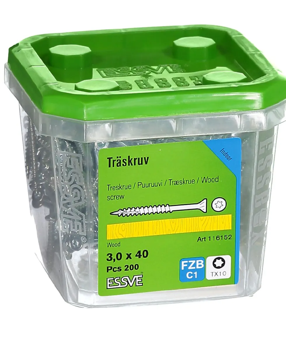 Treskrue innvendig senkhode 3x40 mm 200 stk
