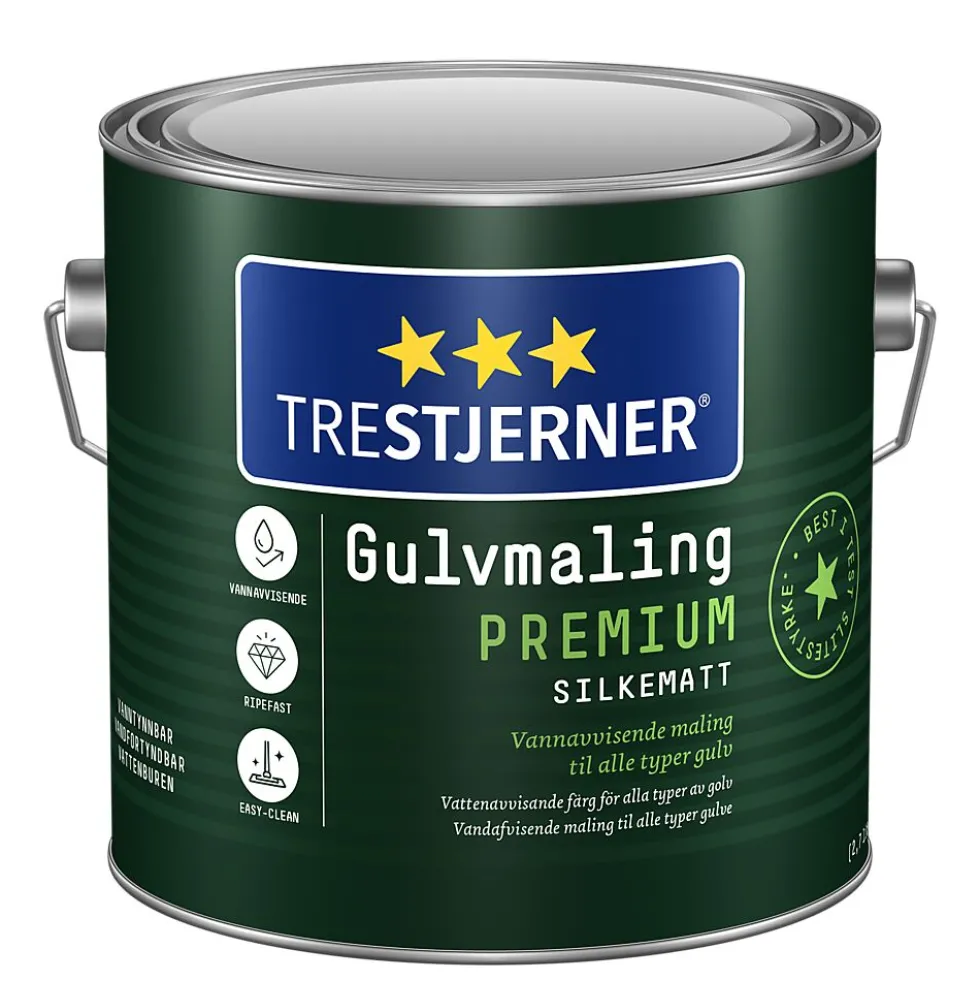 Trestjerner gulvmaling premium hvit base 2,7 liter