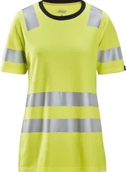 T-skjorte dame gul XS resirkulert polyester bomull