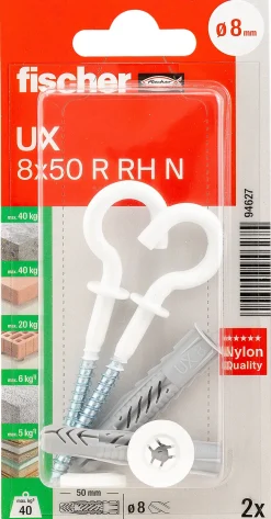 Universalplugg krok UX 8x50 mm R RH N 2 stk