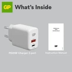 Vegglader PD 20W USB-A + USB-C