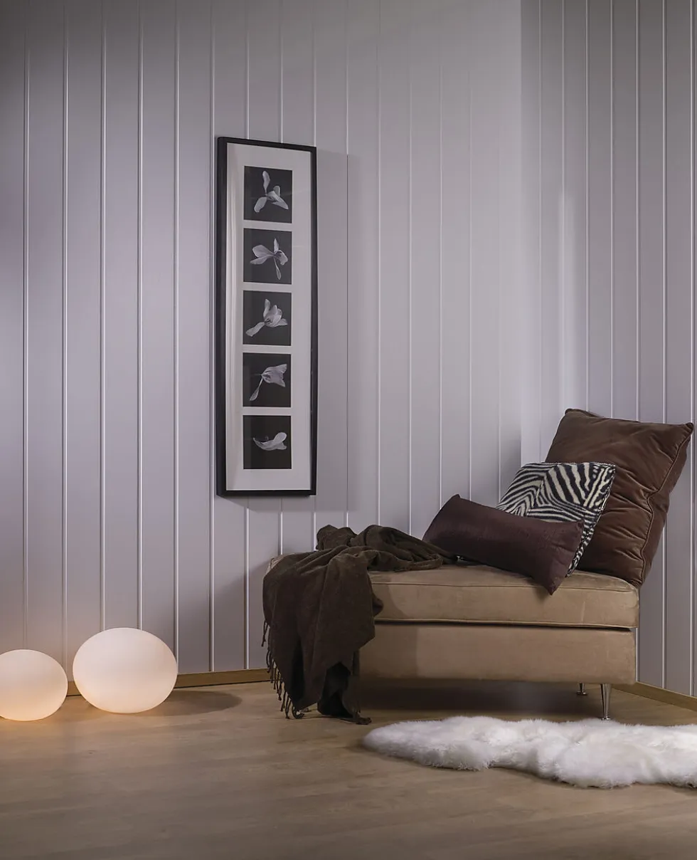 Veggpanel MDF skygge/skrå 11x620x2390 mm hvit