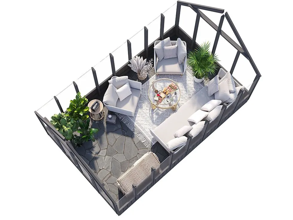 Veksthus Emilia 13,8 m2 gråmalt
