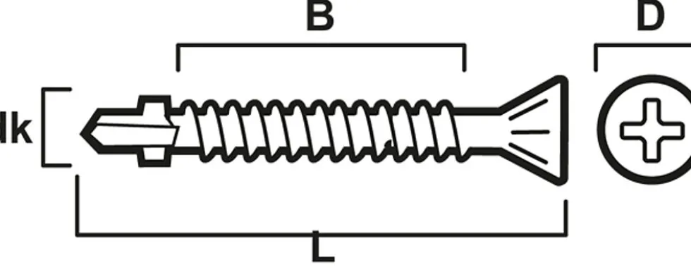 Vingeskrue stål sh bs 5,5x105 -100 senkhode borspiss corrseal