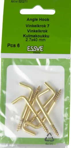 Vinkelkrok 7 mess 40x2,7mm a-6messing