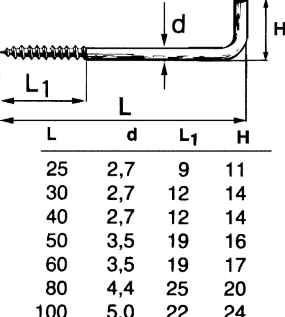 Vinkelkrok 7 mess 40x2,7mm a-6messing